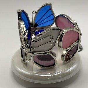 Candle Capper Topper Stained Glass Colorful Butterflies